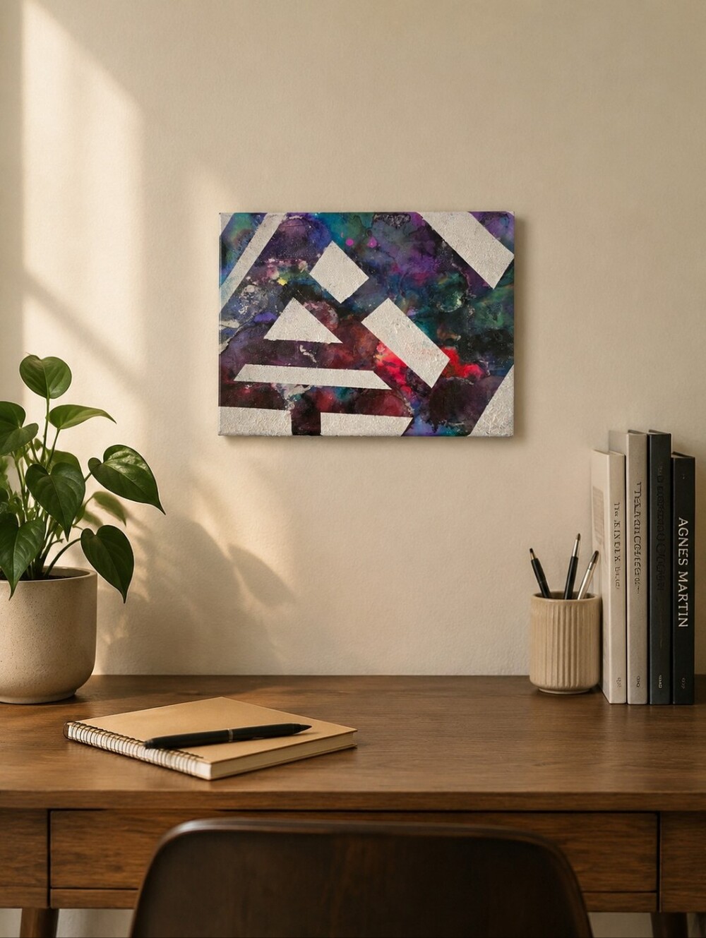 HANDCRAFTED Abstract Painting HANDMADE Artwork HANDPAINTED Geometric Wall Decor